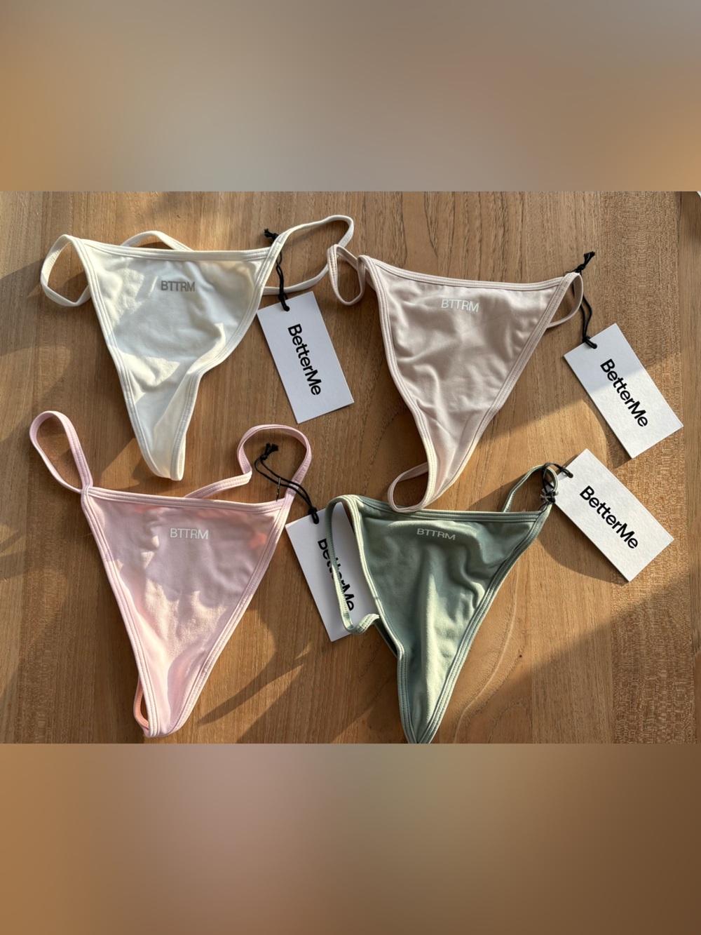 Betterme essential string Thong Set — Blush Pink, Cream, Sage, Light Pink